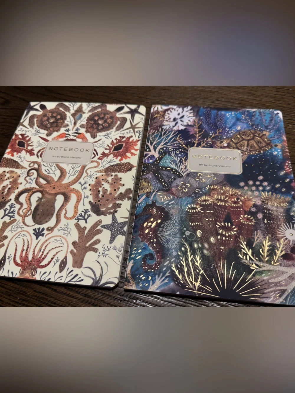 Set of 2 Gorgeous Gold Foil Detailed Soft Touch Notebook Journals - lovely gift!
